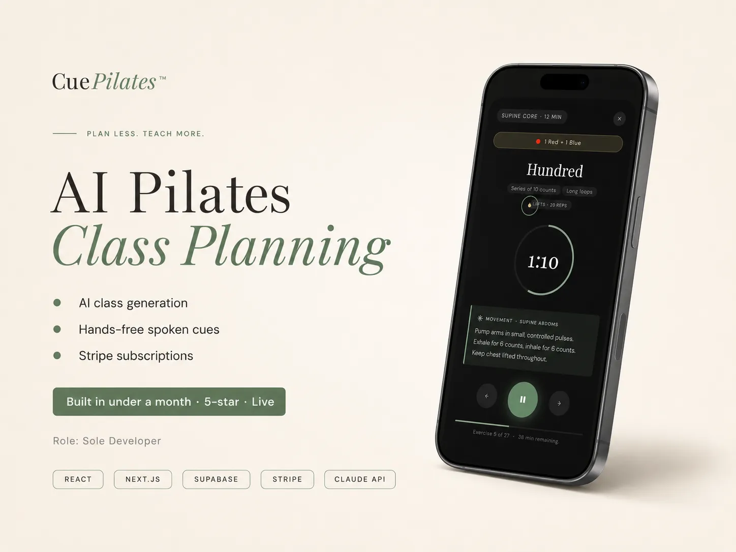 CuePilates, Fitness SaaS